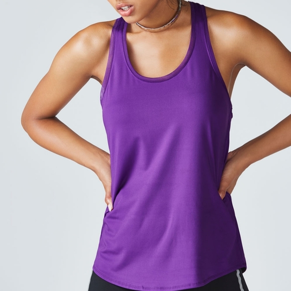 Fabletics "Mosa" Amethyst Layered Mesh Tank - Picture 1 of 13